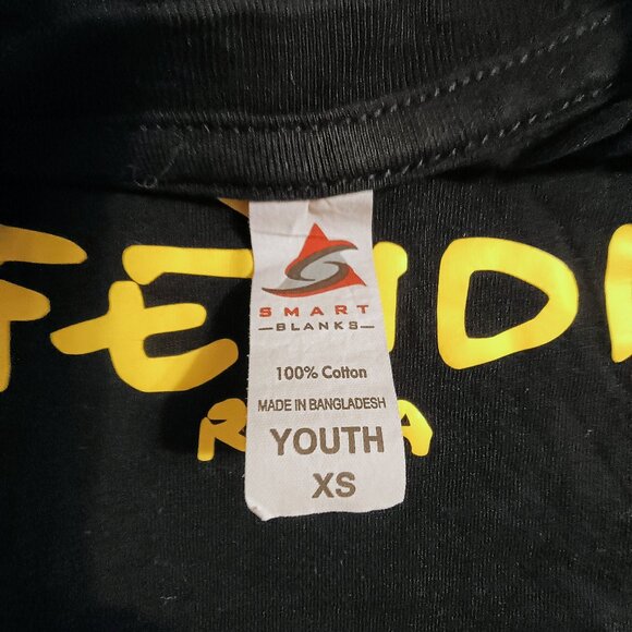 EUC: Smart Blanks Sz XS Black Yellow Faux Fendi T-shirt - Picture 3 of 3